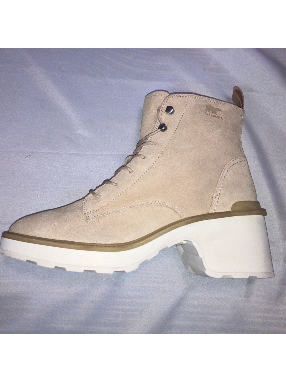 🔥NEW w/Tags🔥 SOREL Leather Suede Hi-line Heel Lace Up Boots W12 - Picture 7 of 10